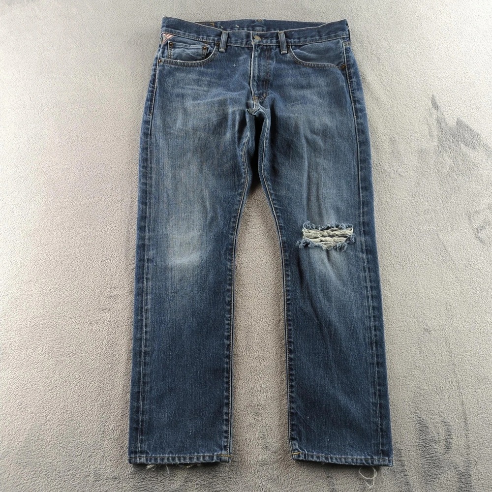Polo Ralph‎ Lauren Denim & Supply Jeans Mens 34x30 Blue Slim Straight Distressed